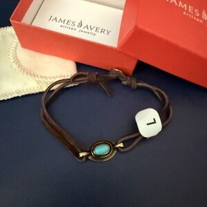 James Avery Leather Bracelet with Turquoise Stone. Retired. NWT